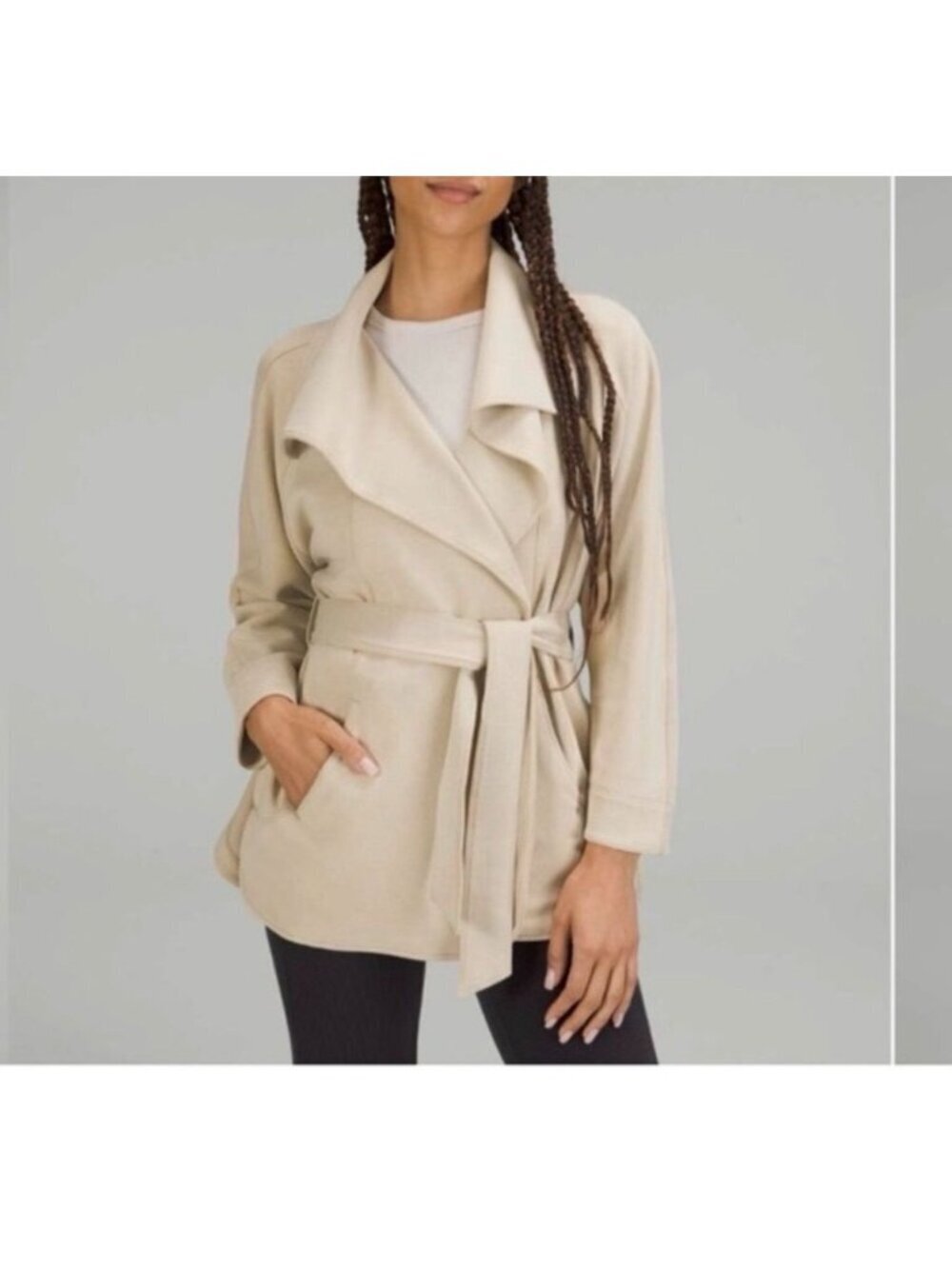 Lululemon Softstreme Belted Wrap Trench Jacket Women’s XS/S Beige C39